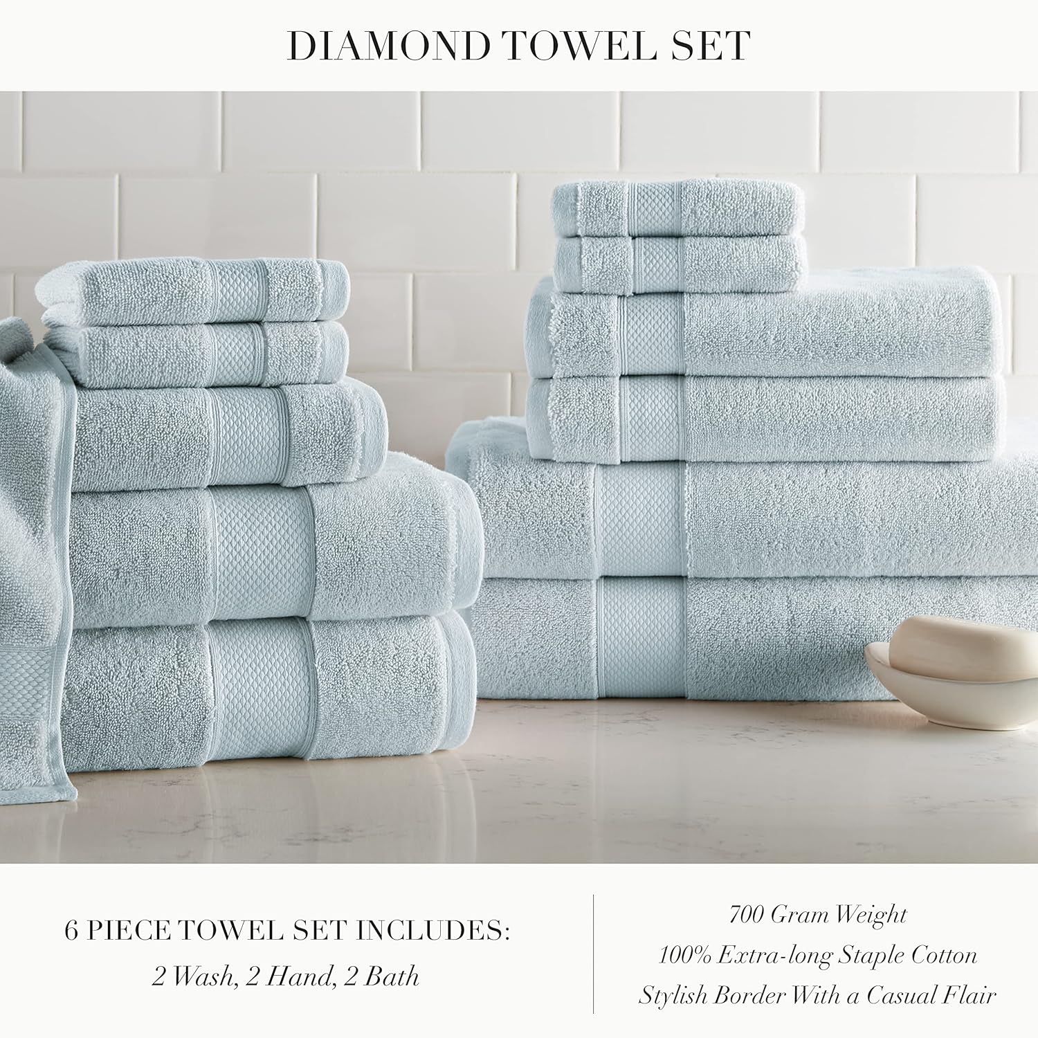 Peacock Alley Liam – Toallas de baño turcas de 21.16 onzas de peso, algodón de fibra extra larga de baja torsión, colección de toallas de baño de