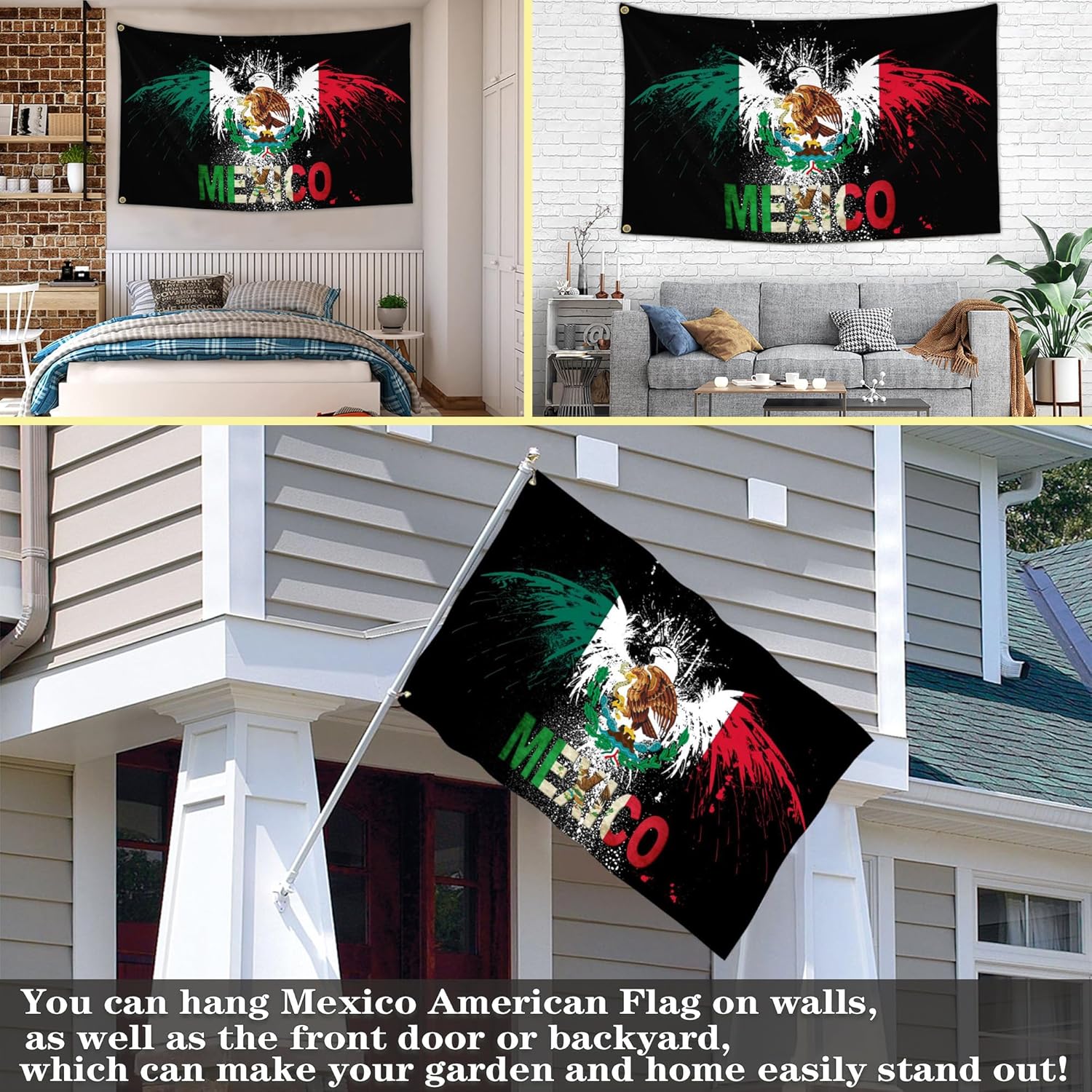 Bandera de México, banderas mexicano-americanas para exteriores, 3 x 5, doble cara, México, Estados Unidos, bandera de la amistad, bandera