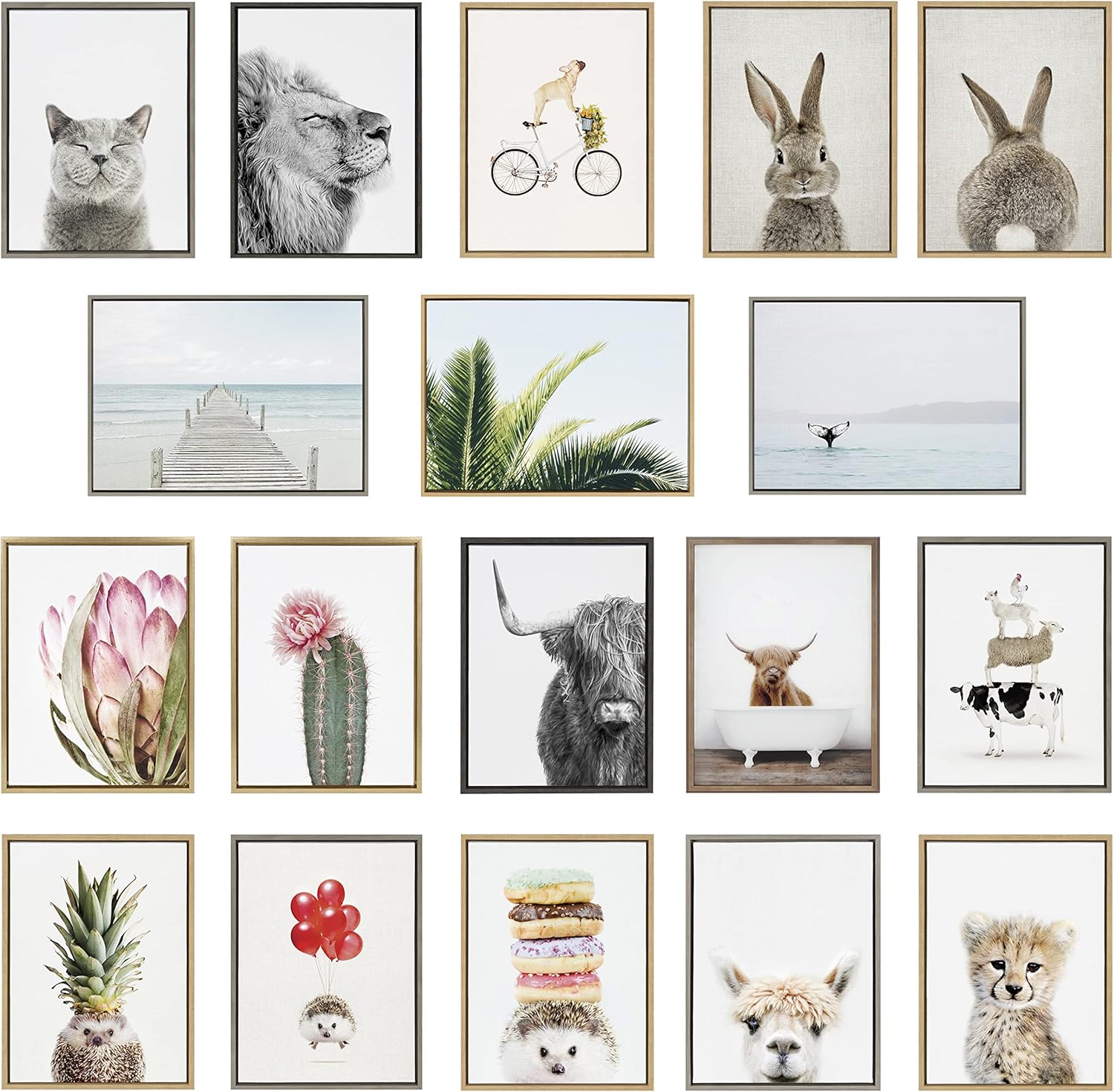 Kate and Laurel Sylvie Animal Studio – Lienzo enmarcado para pared, diseño de ciervos, por Amy Peterson Art Studio, 18 x 24 pulgadas, natural,