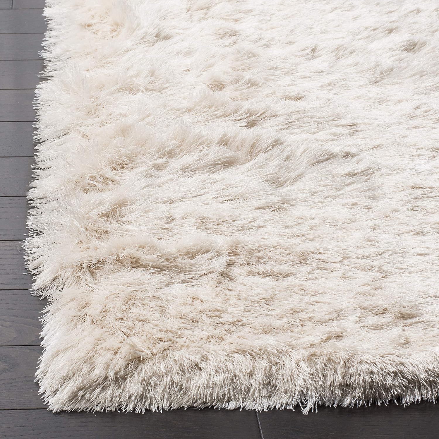 Safavieh Colección Paris Shag, alfombra de poliéster, Polipropileno, Ivory
