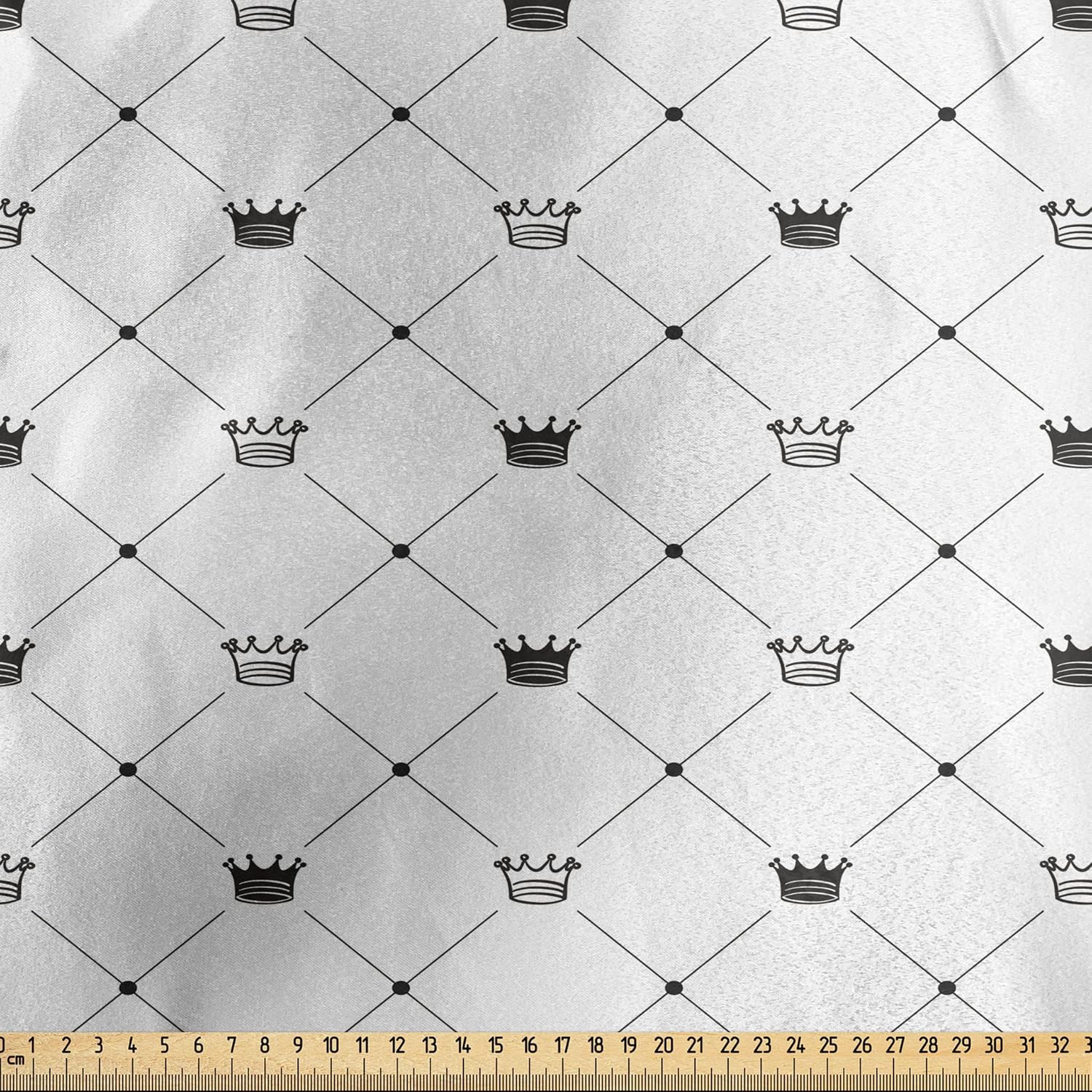 Ambesonne Abstract Fabric by The Yard, Kings Crown Classic Empire Royal on Contemporary Simplistic Display, Decorative Satin Fabric for Home