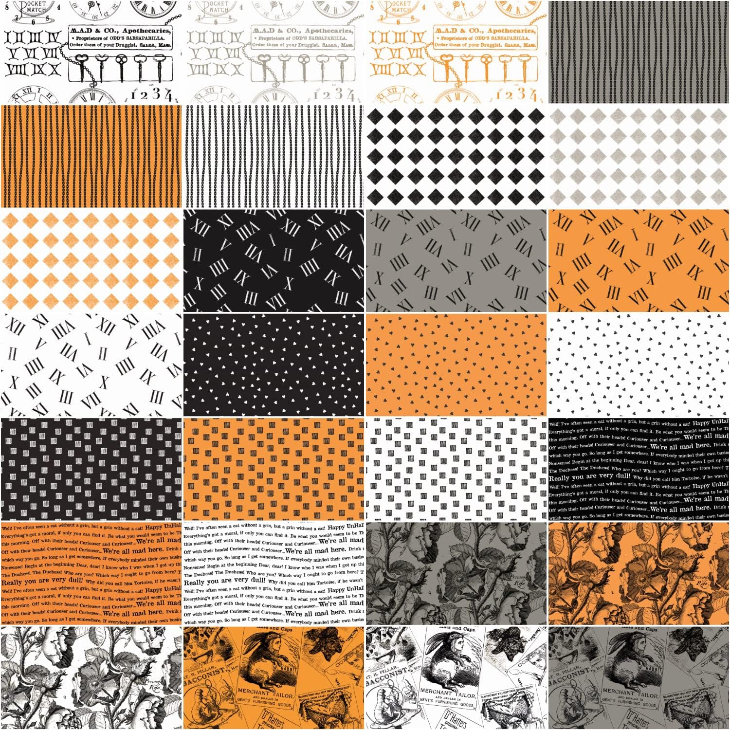 Riley Blake Designs Riley Blake Digital Mad Masquerade Fat Quarter paquetes de 28 piezas, multicolor