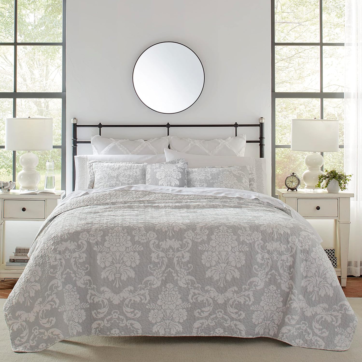 Laura Ashley – Juego de edredón individual, juego de ropa de cama reversible de algodón con funda de almohada adicional, decoración del hogar para