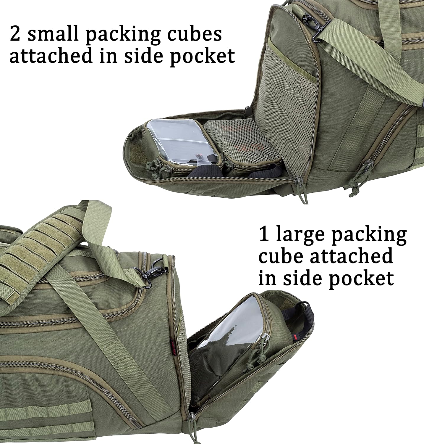 Bolsa táctica MOLLE Gear Bag con 4 organizadores modulares de engranajes cubos de embalaje. Ideal para caza, campo de tiro, aplicación de la ley,