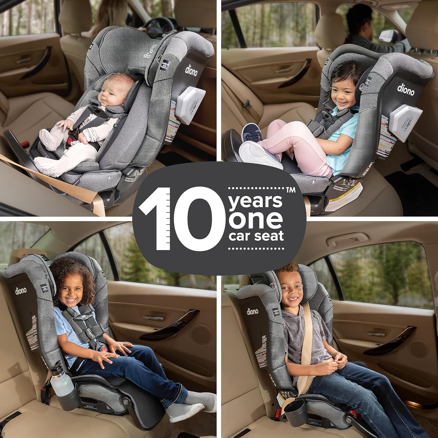 Diono Radian 3QXT+ FirstClass SafePlus – Asiento convertible 4 en 1 para automóvil, orientado hacia atrás y hacia adelante, ingeniería Safe Plus,