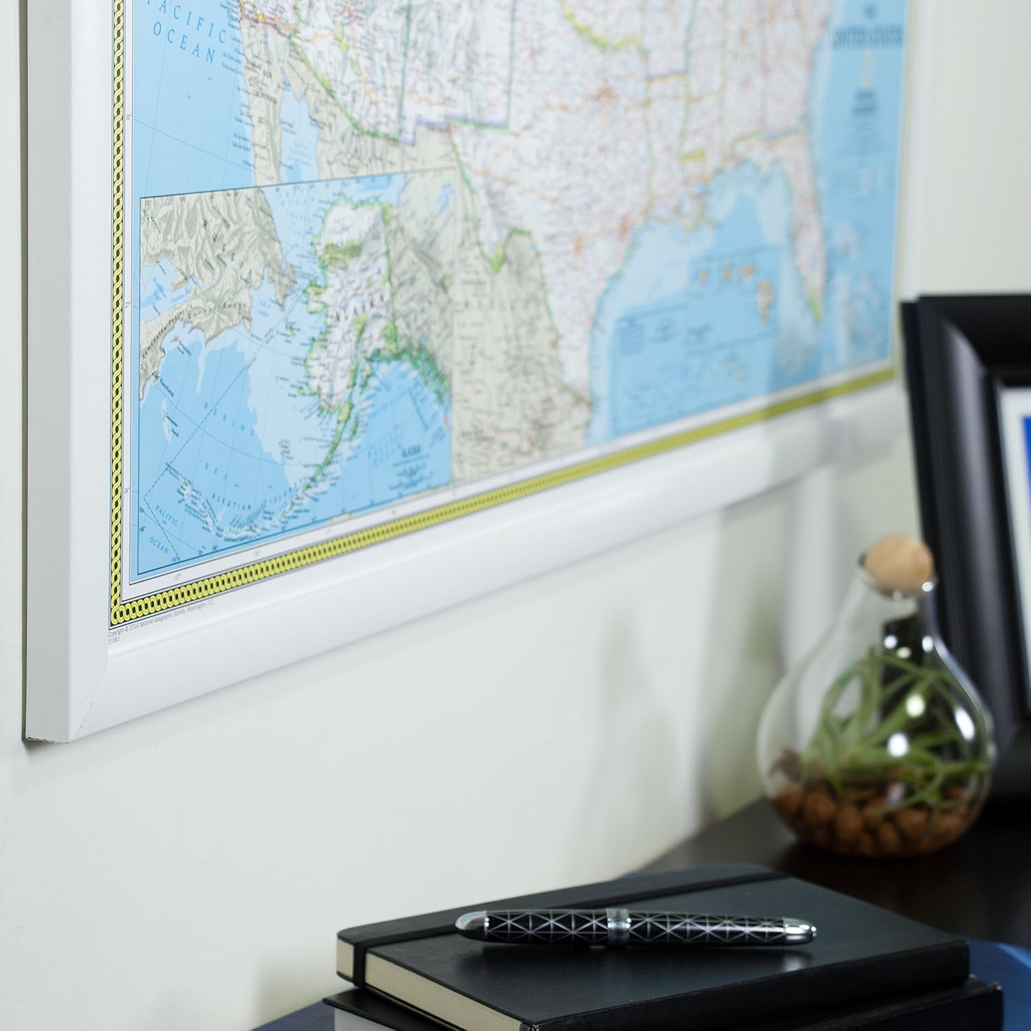 Craig Frames mapa de viaje clásico de los Estados Unidos, Papel, Blanco, 24 x 36 pulgadas