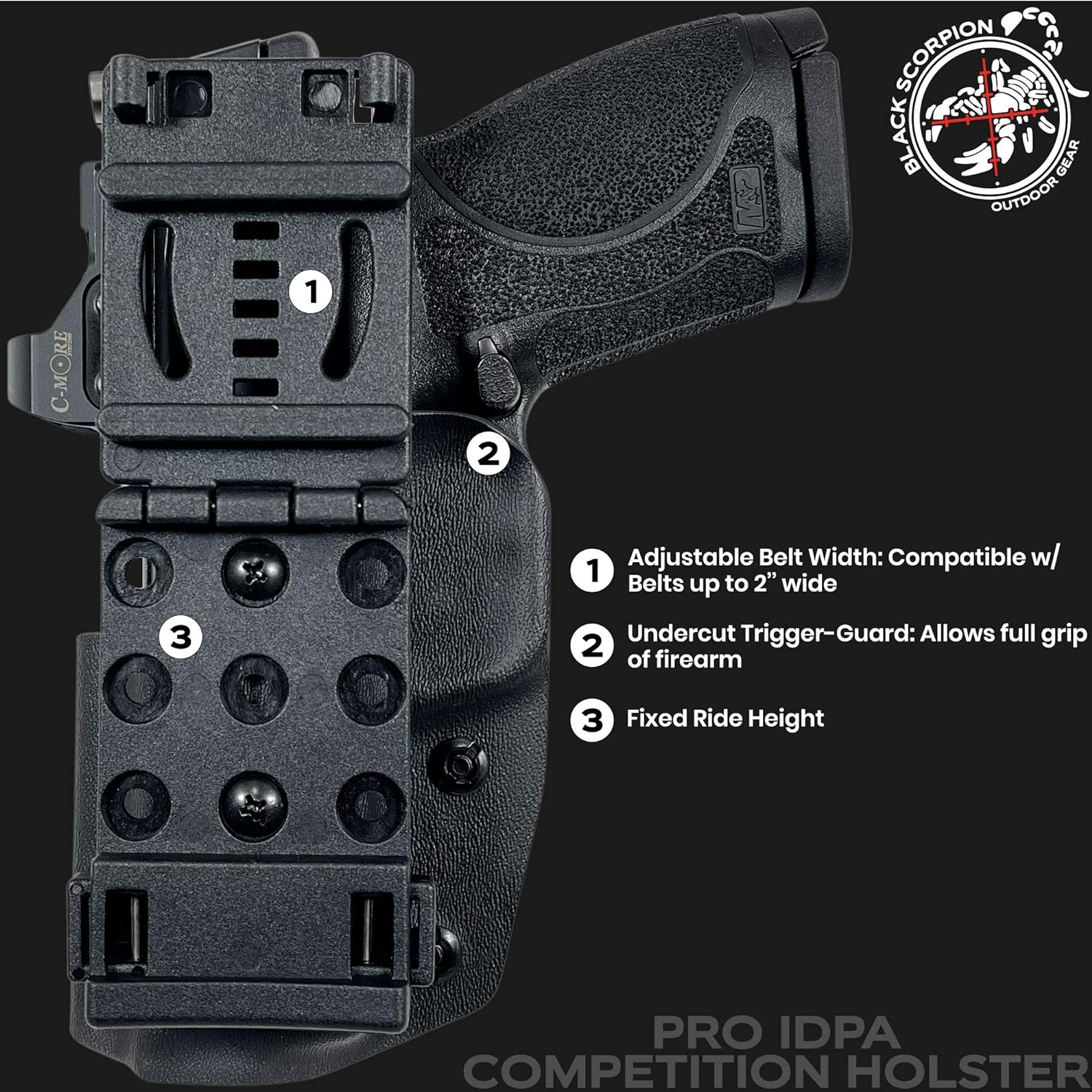 Black Scorpion Gear Pro IDPA Competition Holster se adapta a Tanfoglio Stock 3
