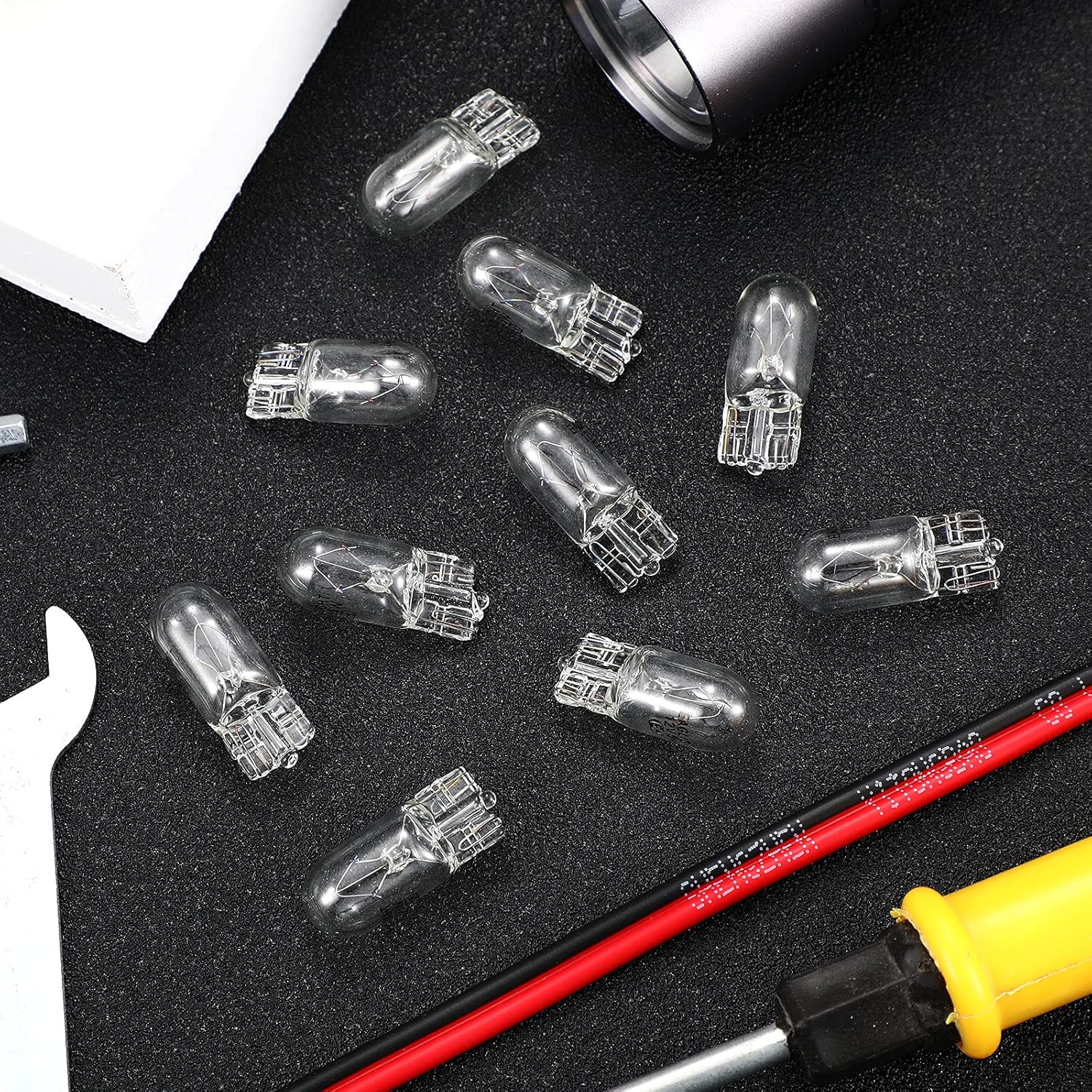 Honoson Bombilla Krypton transparente de 14 con base de cuña de 12 V y 5 W, para iluminación de paisaje, RV y gabinete (50 piezas)