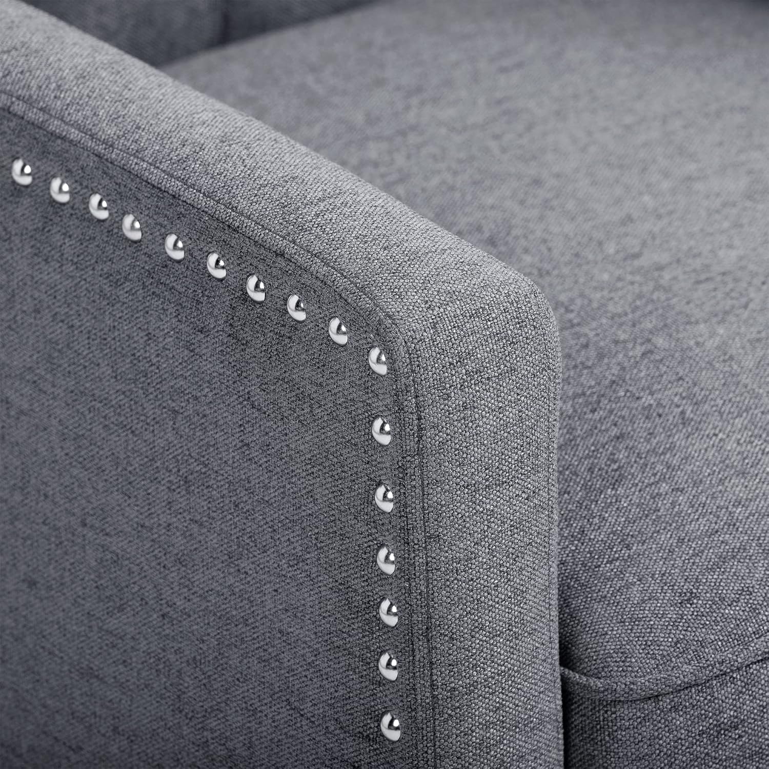 Silla reclinable con respaldo ajustable, cómoda silla reclinable con respaldo ajustable, sillón de tela copetuda con remaches vintage para sala de