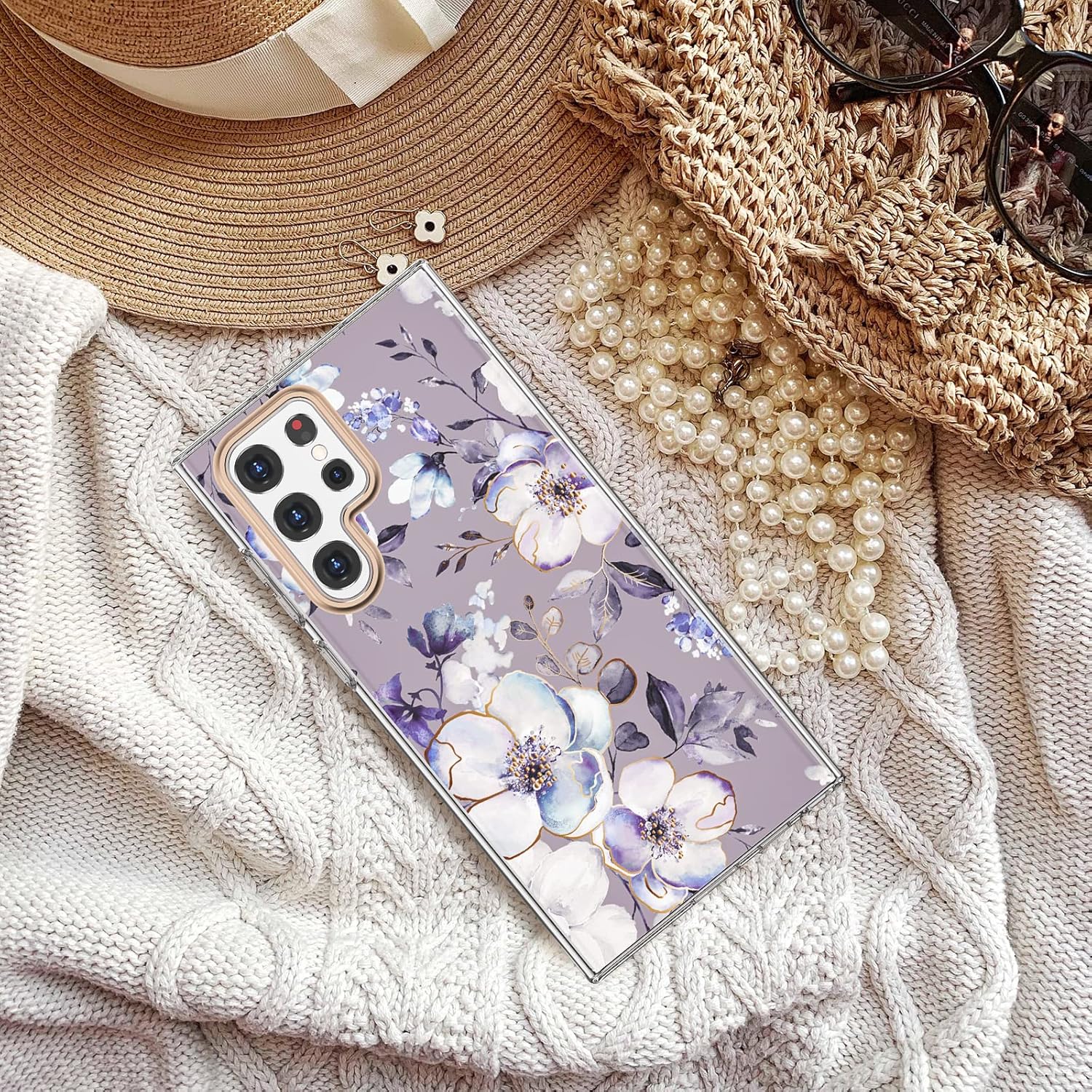 zelaxy Funda de flores compatible con Samsung Galaxy S22 Ultra, patrones de jardín de flores, TPU suave y flexible, a prueba de golpes, funda
