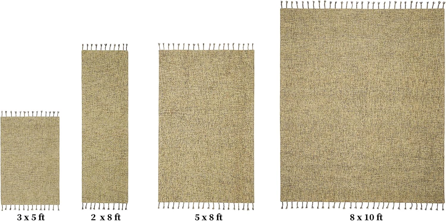 LOOMINAIRE Alfombra hecha a mano Nomad de lana dorada de fibra natural de fácil mantenimiento para sala de estar, cama, habitación familiar (2 pies