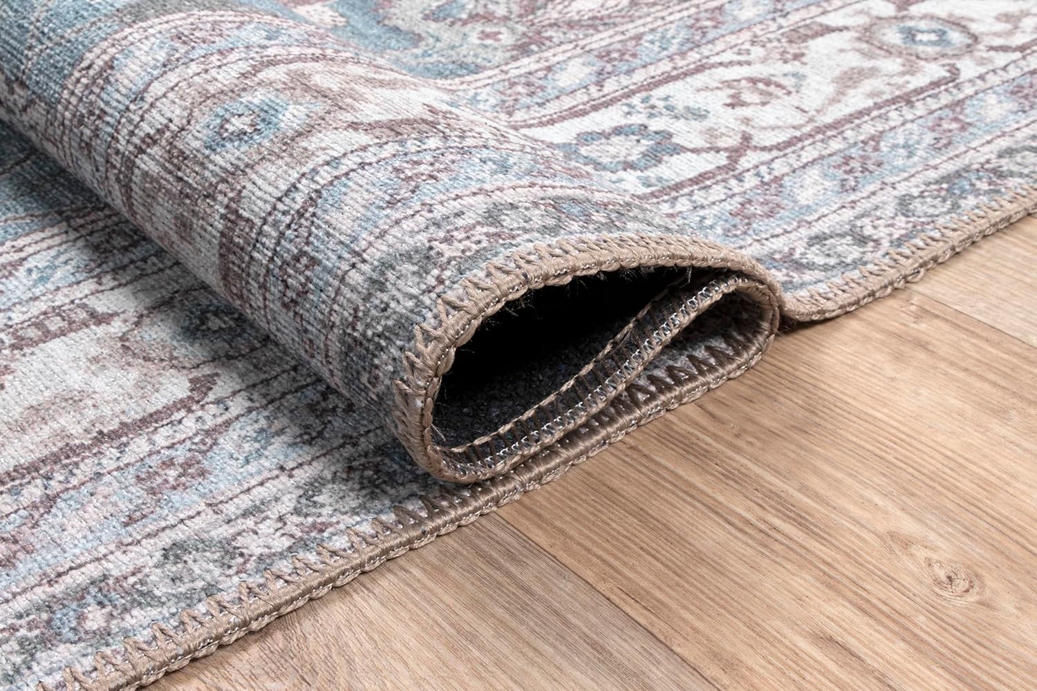 Adiva Rugs Alfombra lavable a máquina con parte trasera antideslizante para sala de estar, dormitorio, cuarto de baño, cocina, impresión vintage