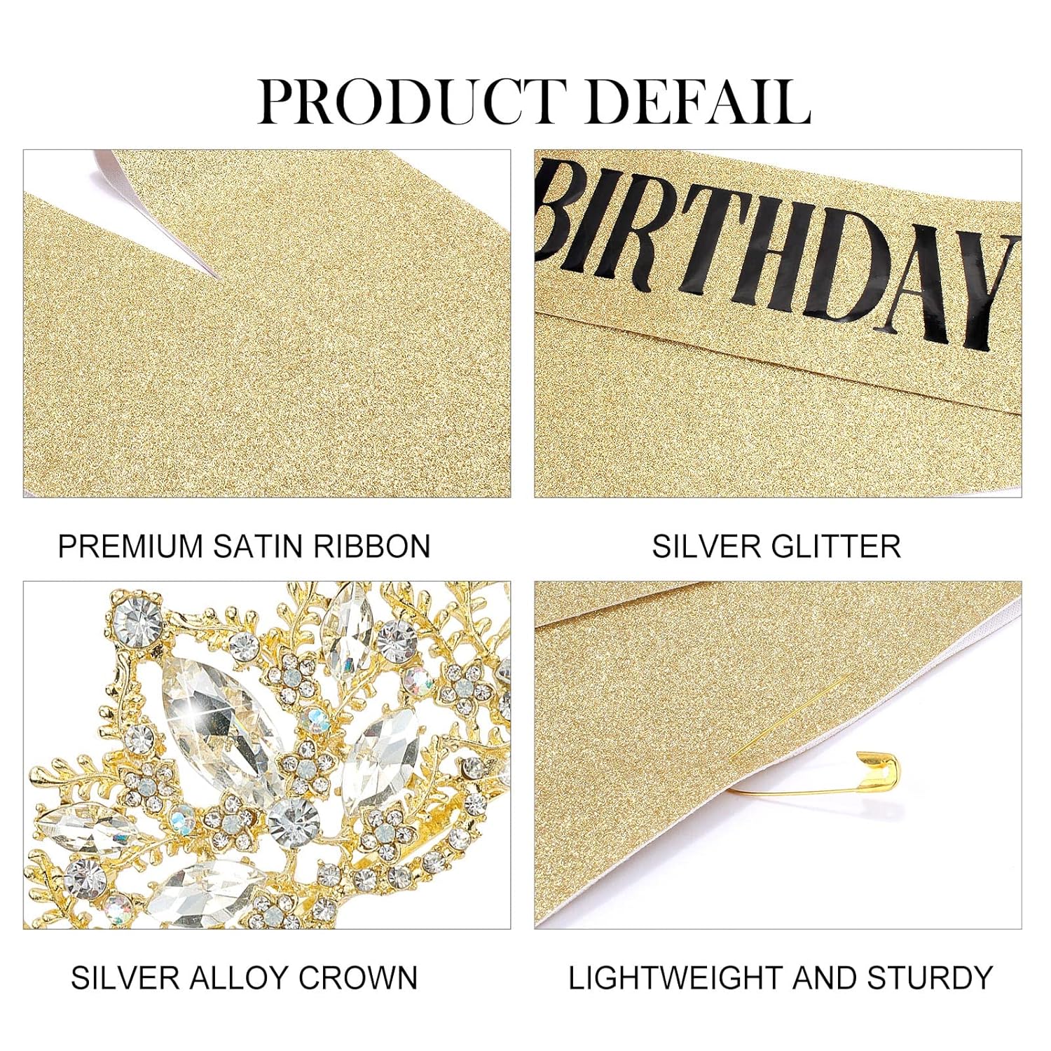 Juego de tiaras y tiaras de cumpleaños para mujer, tiaras y coronas de cumpleaños para niñas, kit de decoración de cumpleaños, diadema de diamantes