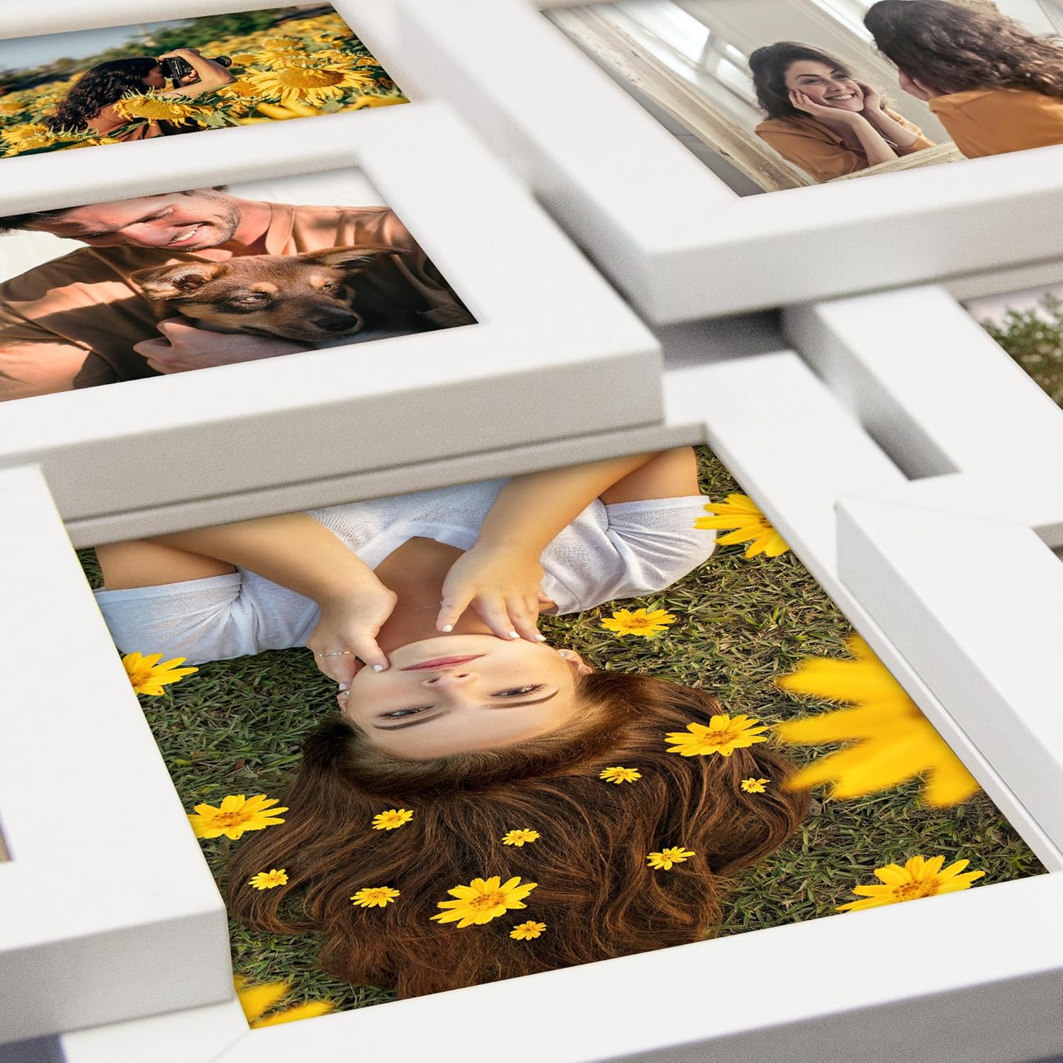 Marcos de fotos collage de 12 aperturas de Reunion Friends Family Memory Photo Frames Collage para decoración de pared, marco de fotos, selfie,