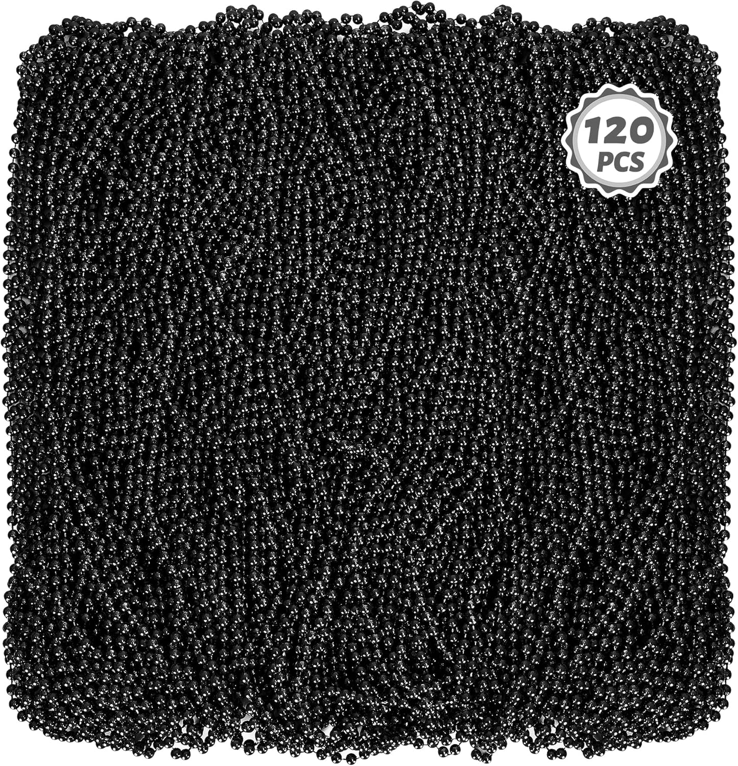 120 piezas de accesorios de Mardi Gras, collar de cuentas de 33 pulgadas, cuentas de Mardi Gras, collar de cuentas negras, cuentas a granel para