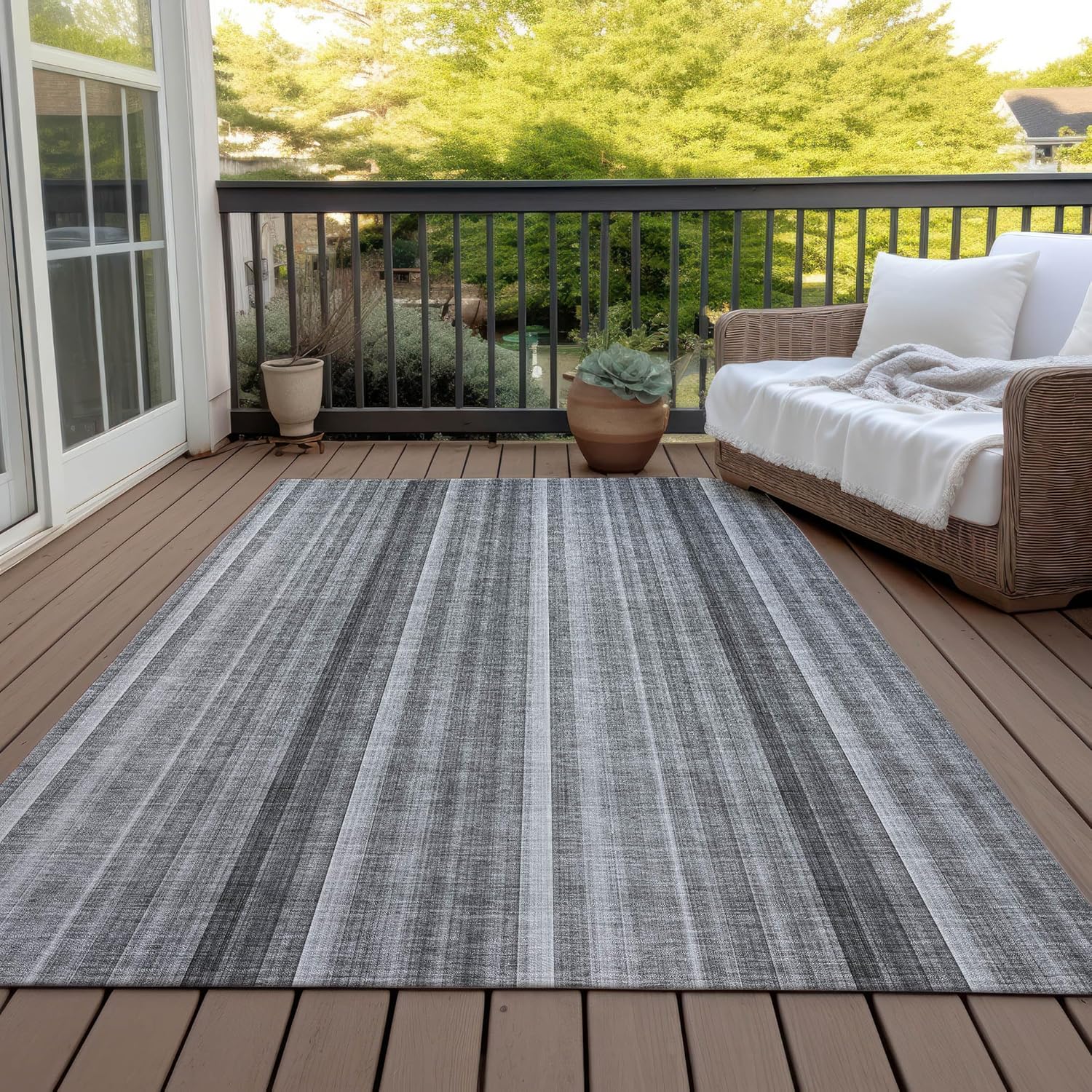 Chantille ACN543 – Alfombra gris de 3 x 5 pies, para interiores y exteriores, fácil de limpiar, lavable a máquina, no se desprende, para dormitorio,