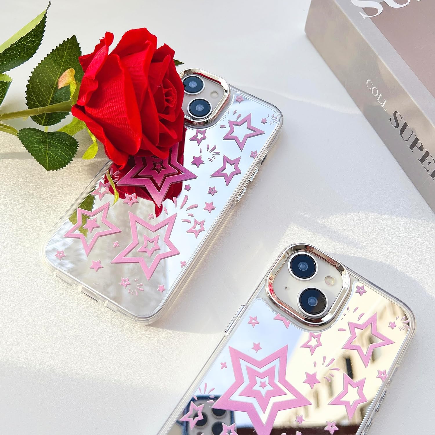 Dhzik Pink Star Y2K – Funda para iPhone 12 Pro Max, diseño bonito y moderno con diseño de estrella para iPhone 12 Pro Max