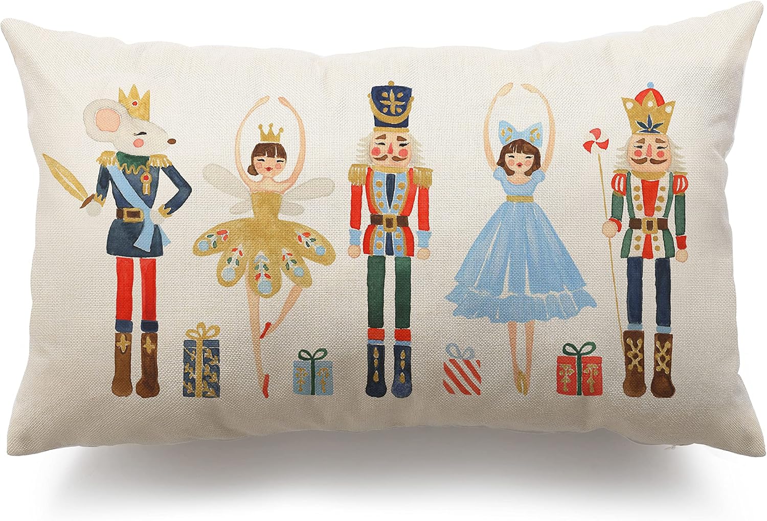 Funda de almohada con texto en inglés “Merry Christmas” de 12 x 20 pulgadas, decoración navideña de cascanueces de invierno, fiestas, decoración