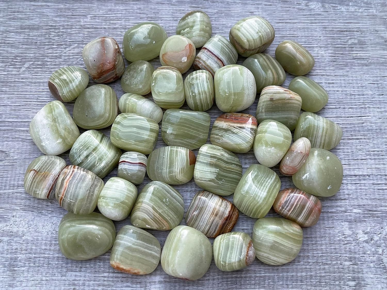 GAF TREASURES Piedras pulidas de ónix verde de 12 libra, piedra preciosa de ónix verde pulido, cristales curativos de ónix verde (ónix verde, 0.5