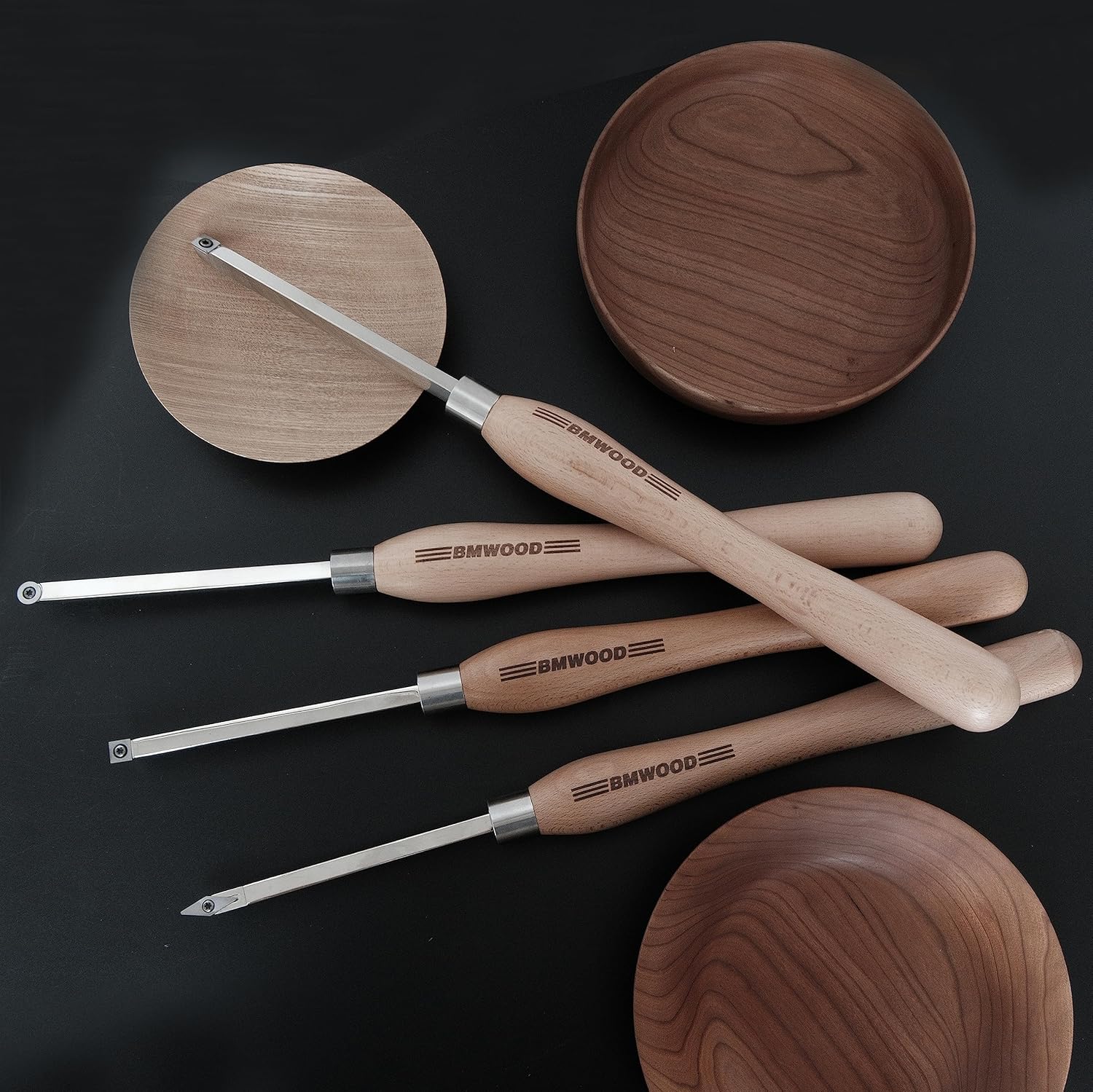 Juego de 4 cinceles con punta de carburo con barra de cincel de 0.394 x 0.394 in y cinceles de madera de mango de haya de 12.598 in, herramientas de