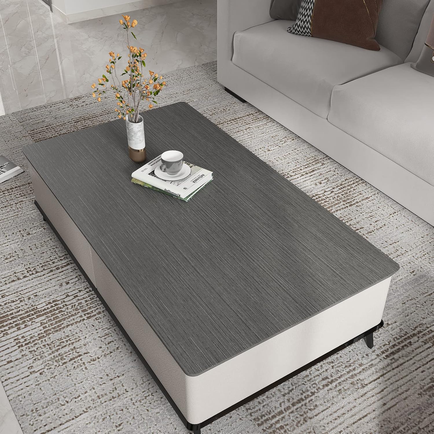CHIHUT Papel tapiz gris oscuro, papel tapiz autoadhesivo texturizado para dormitorio, papel tapiz de tela de lino extraíble para paredes, armarios,