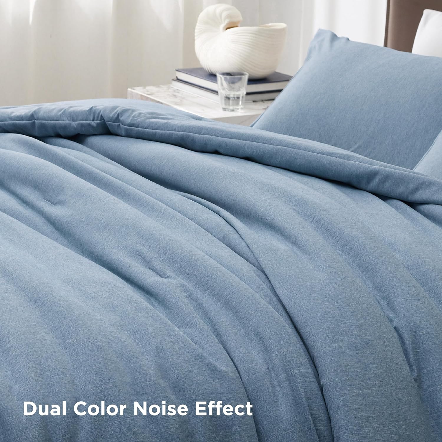 Bedsure Juego de edredón Queen  Edredón de tamaño Queen azul tormenta, ropa de cama suave para todas las estaciones, juego de ropa de cama teñido