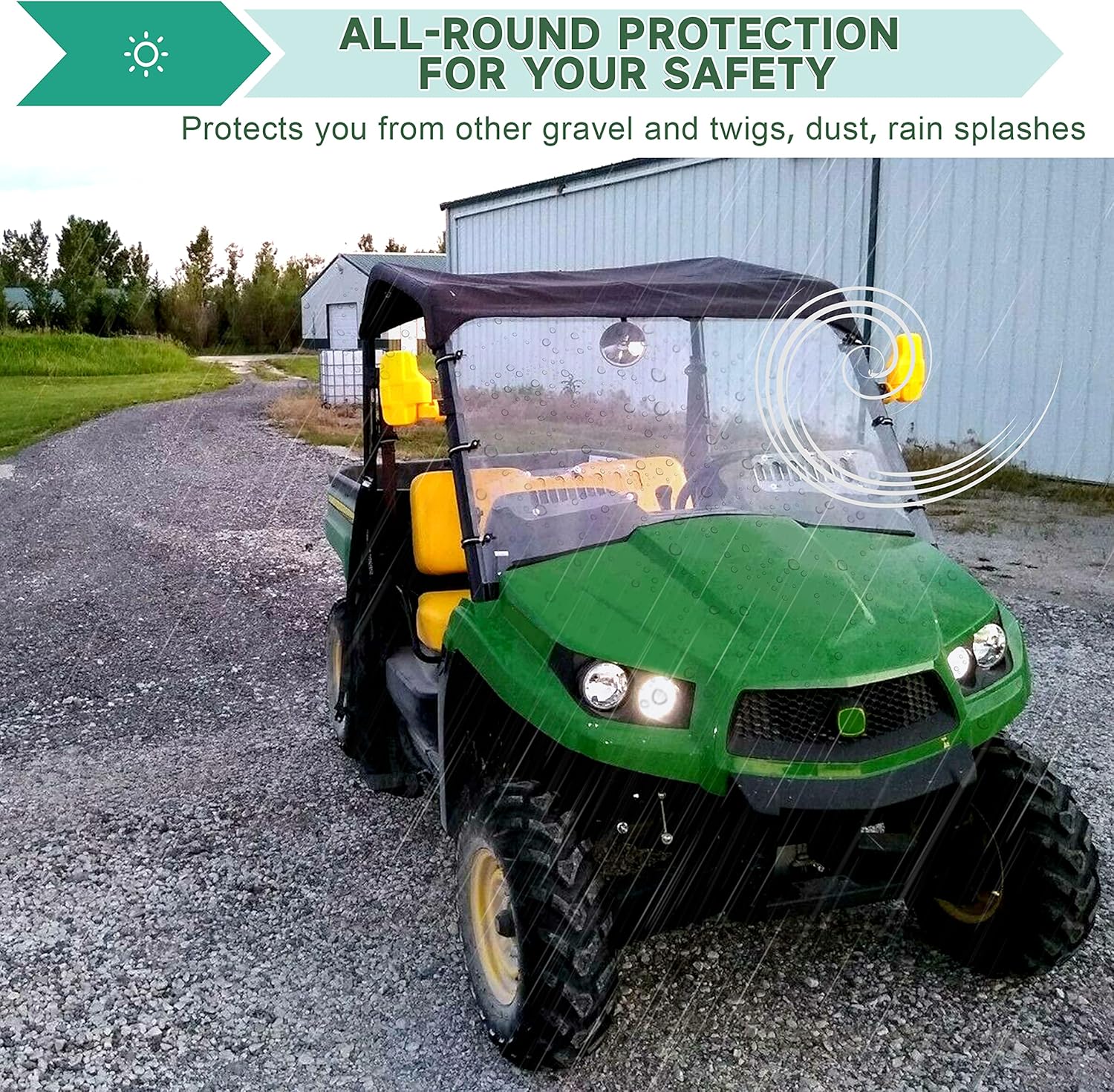 ECOTRIC Parabrisas completo compatible con John Deere Gator XUV 550 560 590i 1,935.7 ft RSX 850i 860i resistente transparente resistente a los