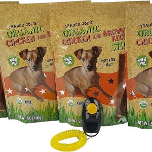 Trader Joe’s – Paquete de palitos de recetas orgánicas de pollo y arroz integral, 5 onzas, paquete de 4, clicker de comportamiento y entrenamiento Trader Joe’s – Paquete de palitos de recetas orgánicas de pollo y arroz integral, 5 onzas, paquete de 4, clicker de comportamiento y entrenamiento