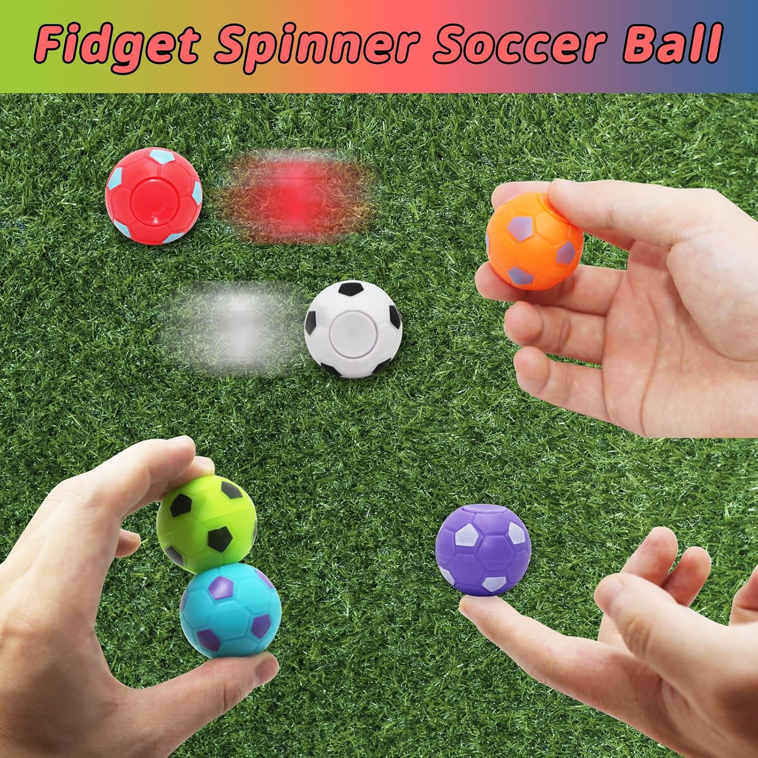 35 piezas mini Fidget Spinners pelota de fútbol, recuerdos de fiesta de fútbol para niños 4-8, 8-12, bolsas de regalo, relleno de piñata, fiesta de