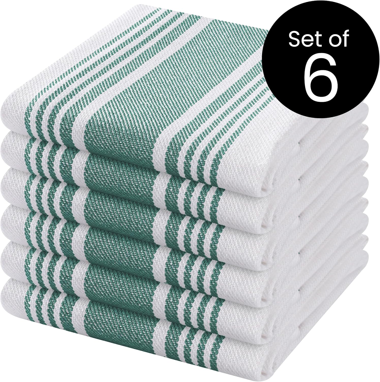 Juego de 6 toallas de cocina color verde azulado para secar platos de 16 x 26 pulgadas, toallas de mano de cocina, toallas de cocina absorbentes,