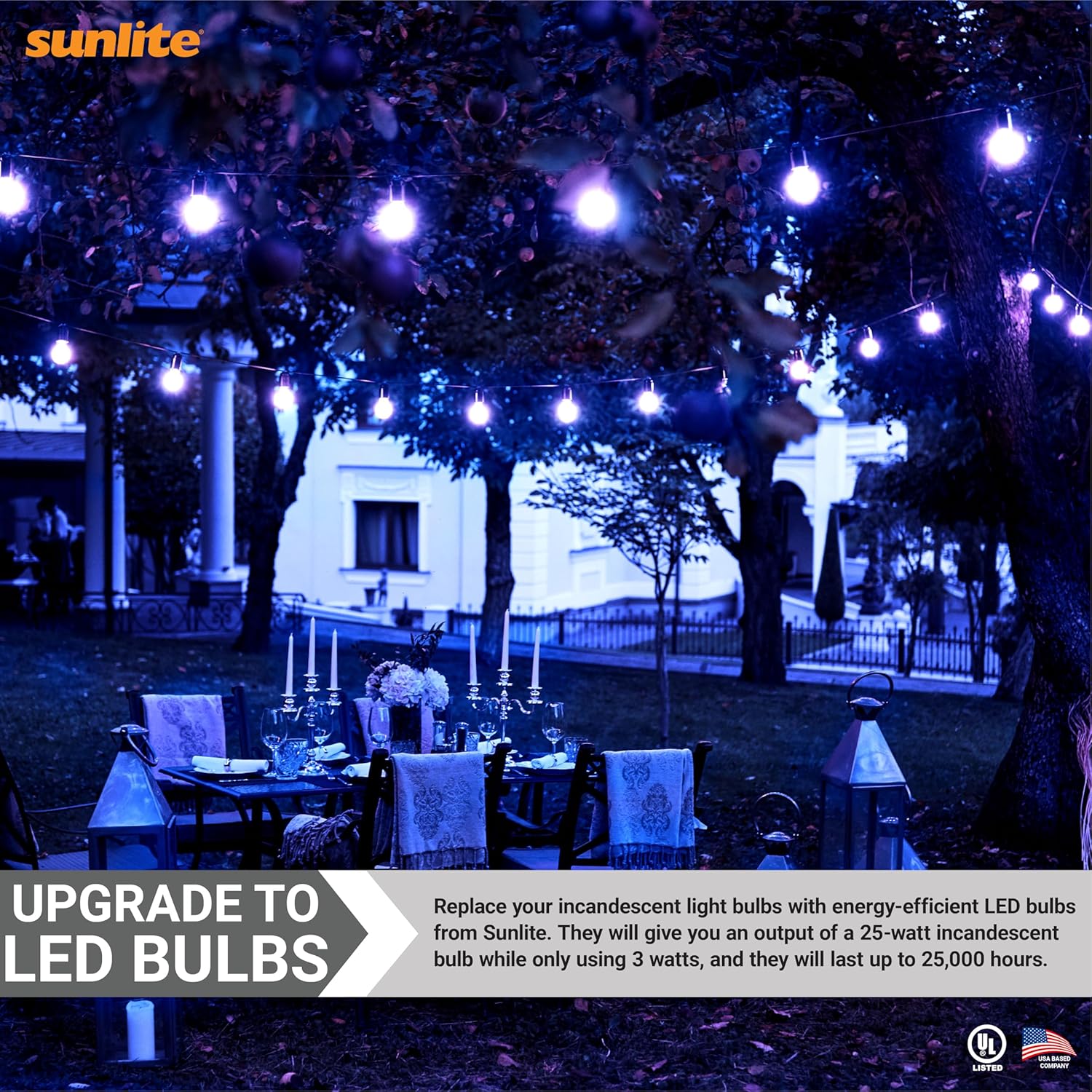 Sunlite A193WBLED – Foco LED de color A19, 3 W (equivalente a 25 W), base mediana E26, no regulable, certificación UL, 1 unidad (paquete de 1),