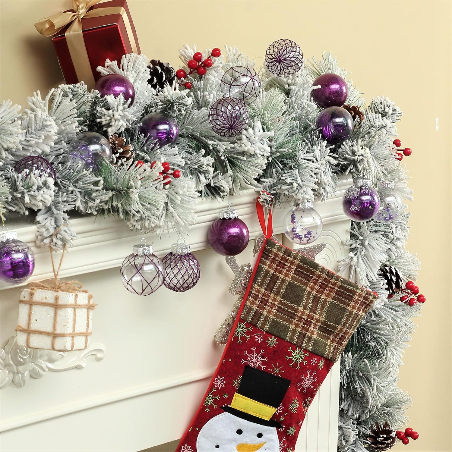 Adornos de bola de Navidad transparentes, 30 unidades de 2.36 pulgadas de plástico inastillable, adornos colgantes de bolas de Navidad para árbol de