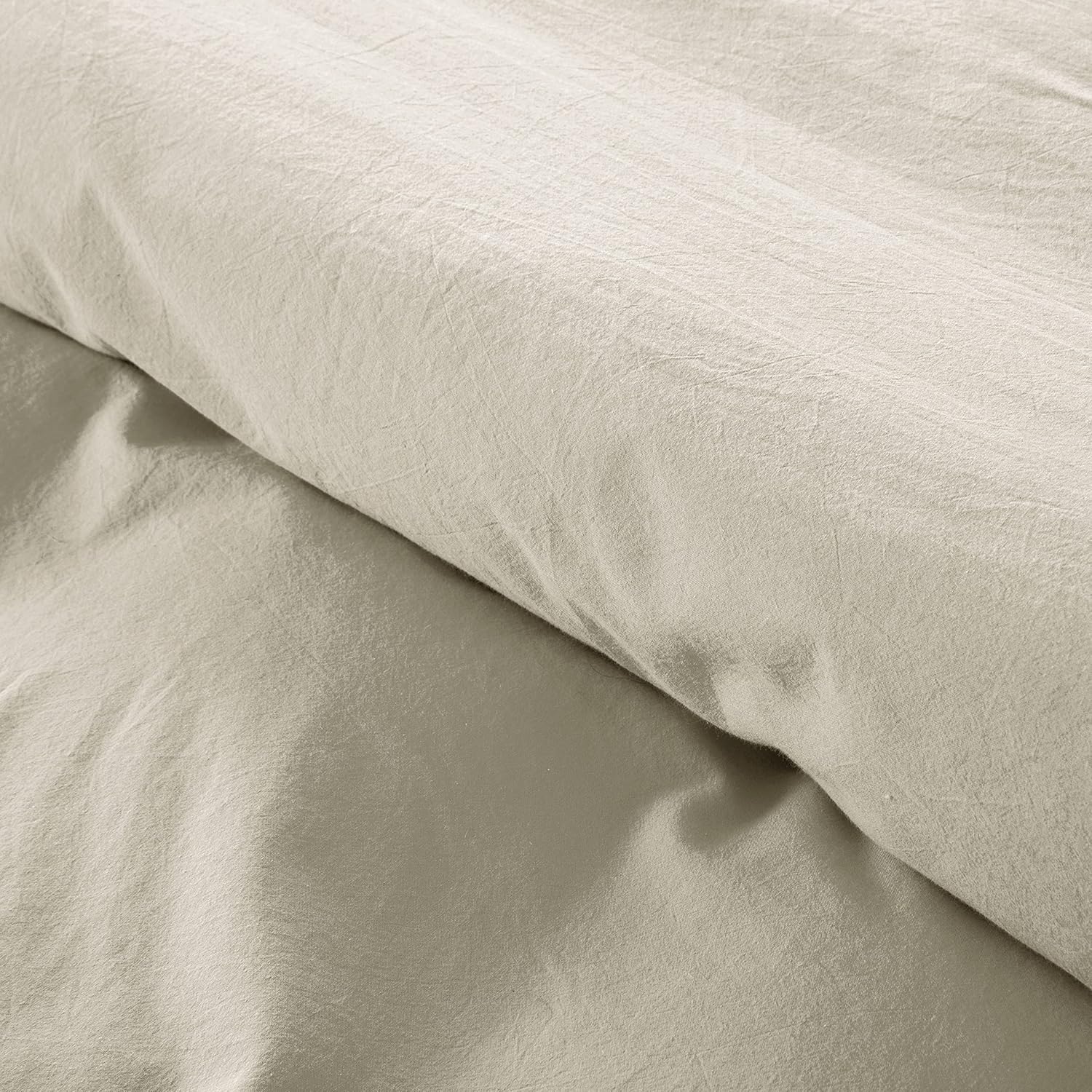 Get Bed Ready Juego de funda de edredón casual de algodón lavado a la piedra, color sólido, estilo moderno, ropa de cama natural arrugada (Super
