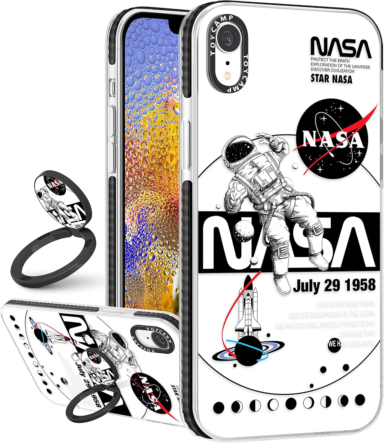Toycamp Funda para iPhone XR, diseño de astronauta espacial, lindo diseño de dibujos animados para hombres, niños, niñas, adolescentes, genial