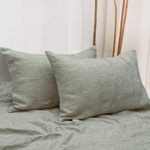 NTBAY Paquete de 2 fundas de almohada Queen de 100 % lino francés, transpirables y refrescantes, con cierre de sobre para personas que duermen con NTBAY Paquete de 2 fundas de almohada Queen de 100 % lino francés, transpirables y refrescantes, con cierre de sobre para personas que duermen con