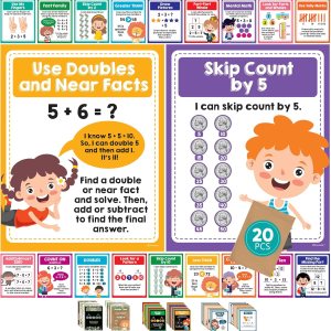 20 pósteres de matemáticas para escuela primaria Pósters de matemáticas de primer grado de 11 x 14 pulgadas, gráficos de matemáticas para 1er 20 pósteres de matemáticas para escuela primaria Pósters de matemáticas de primer grado de 11 x 14 pulgadas, gráficos de matemáticas para 1er