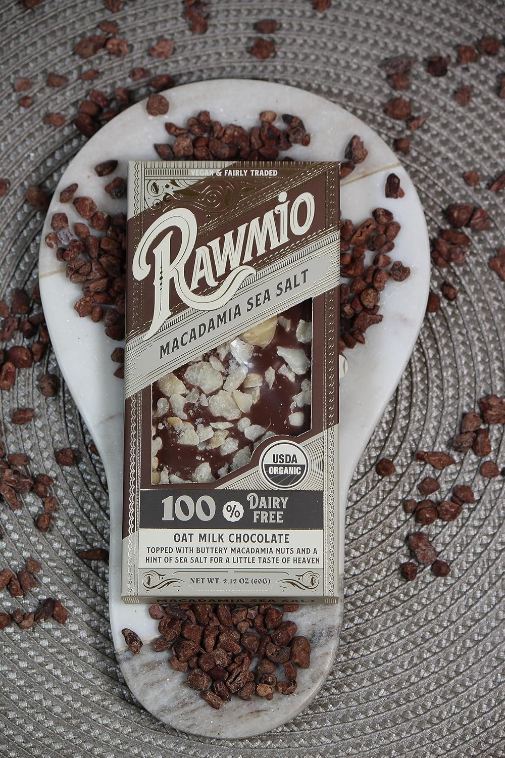 Rawmio Corteza de sal marina de macadmia – 2.12 onzas – Cruda, orgánica, vegana, kosher – Paquete de 2
