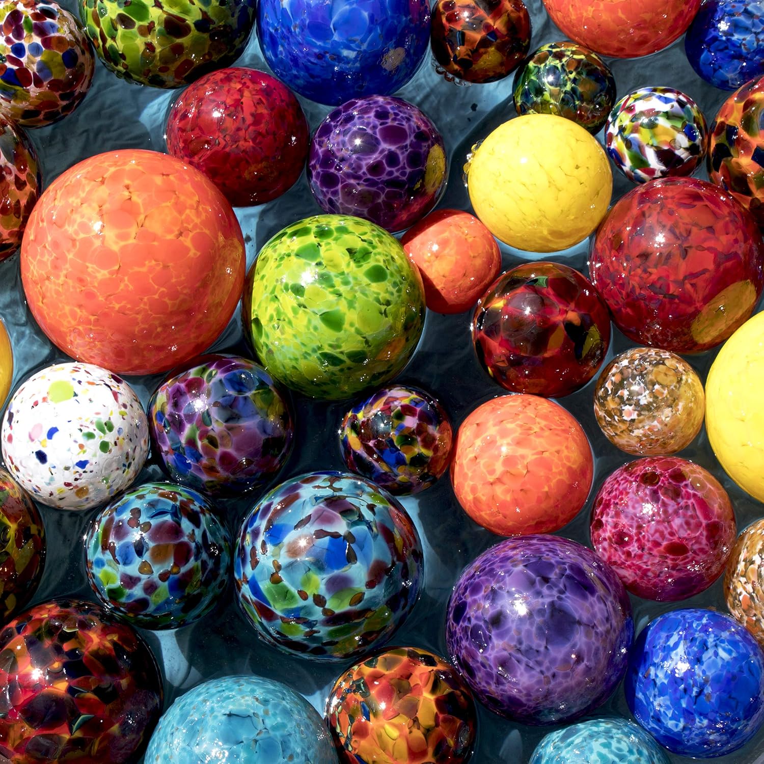 Yellow Pond Floats Balls – Available in 3 inches, 4 inches, 5 inches & 6 inches – Blown Glass – Made in Seattle – Dehanna Jones
