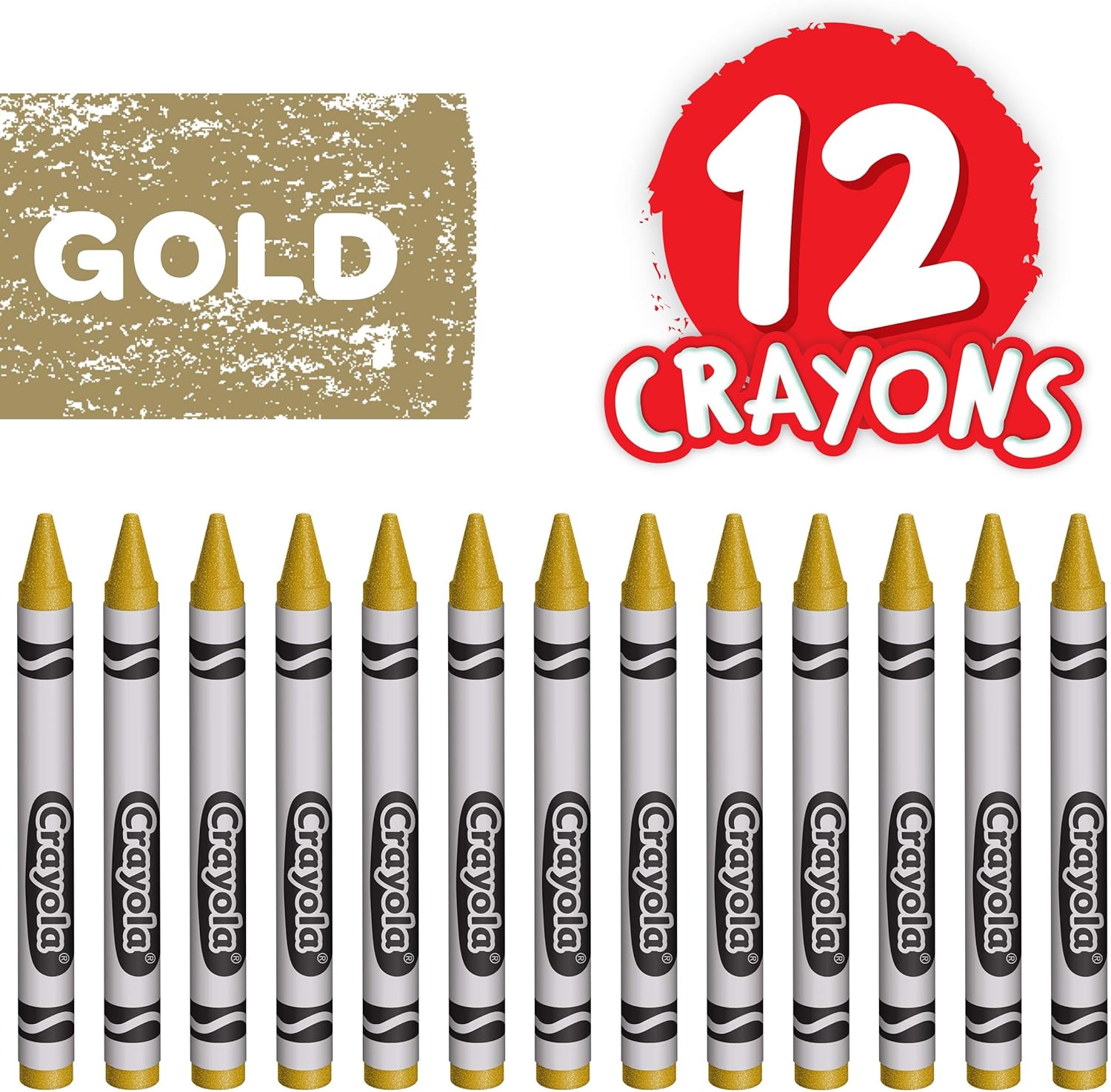 Crayola Crayones dorados, recambio de crayones de un solo color, 12 unidades de crayones a granel, suministros escolares