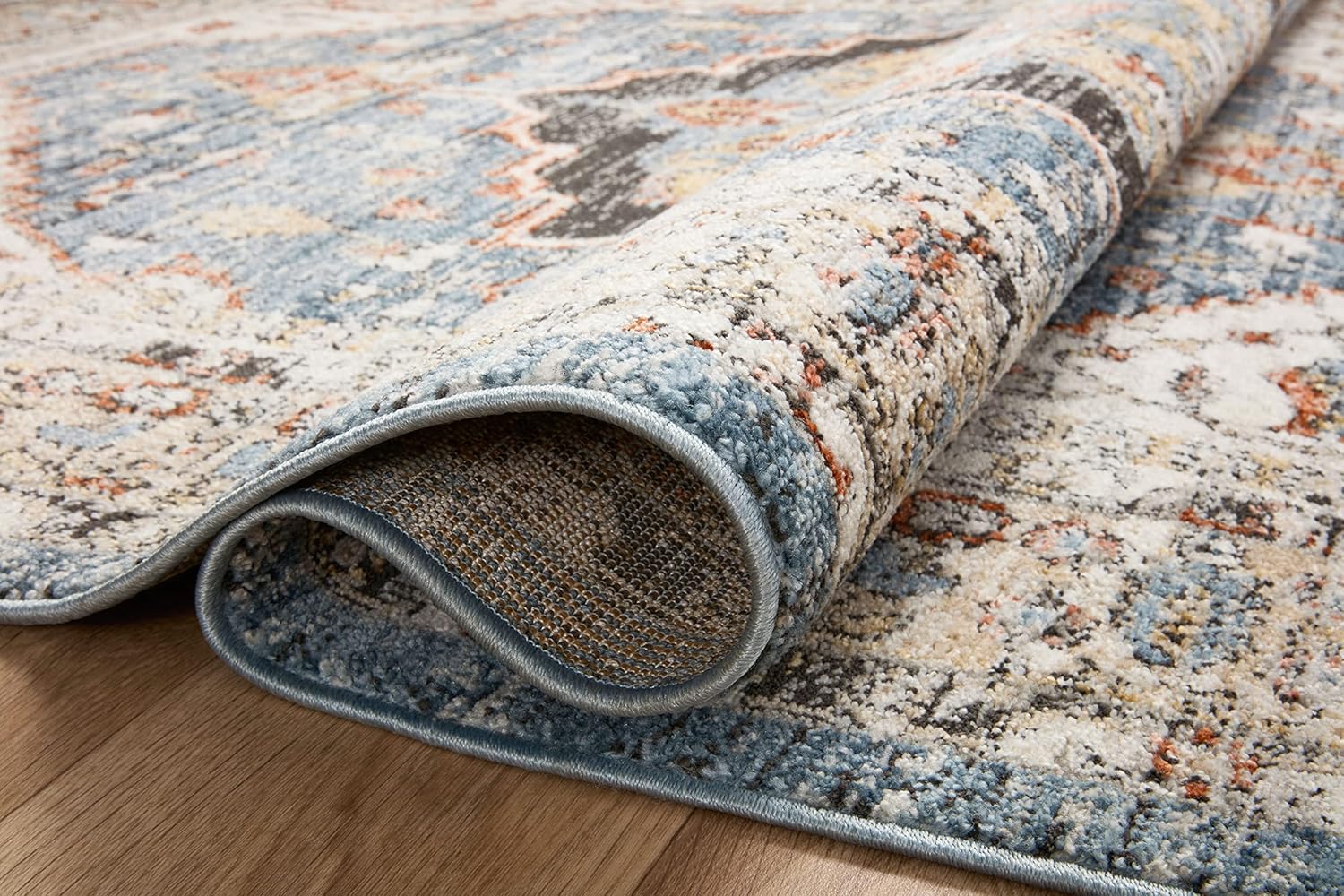 Loloi II Odette Collection ODT-06 SkyMulti – Alfombra redonda de 9 pies y 2 pulgadas x 9 pies y 2 pulgadas
