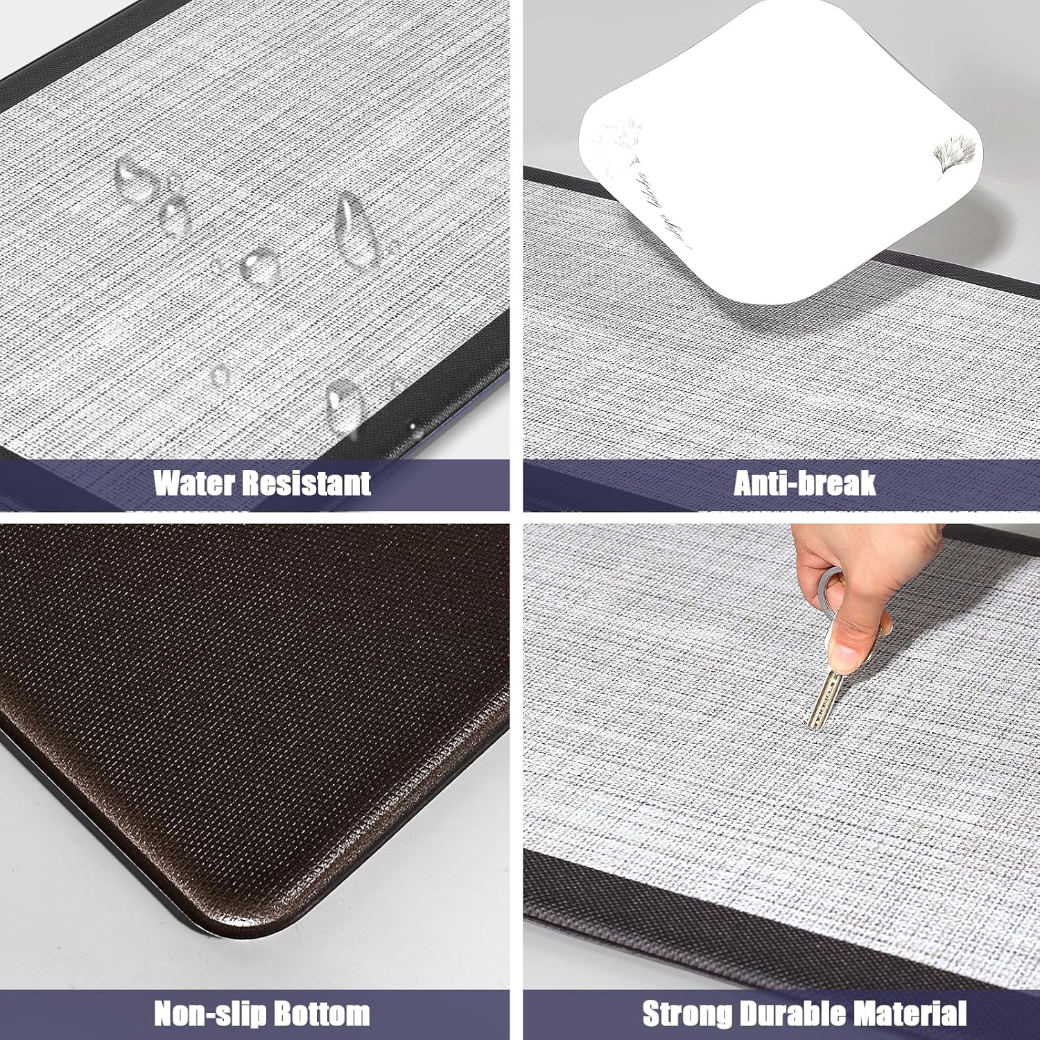 WEZVIX Tapete de cocina antifatiga, alfombras y tapetes de cocina acolchados antideslizantes, impermeable, tapete ergonómico de espuma cómoda para