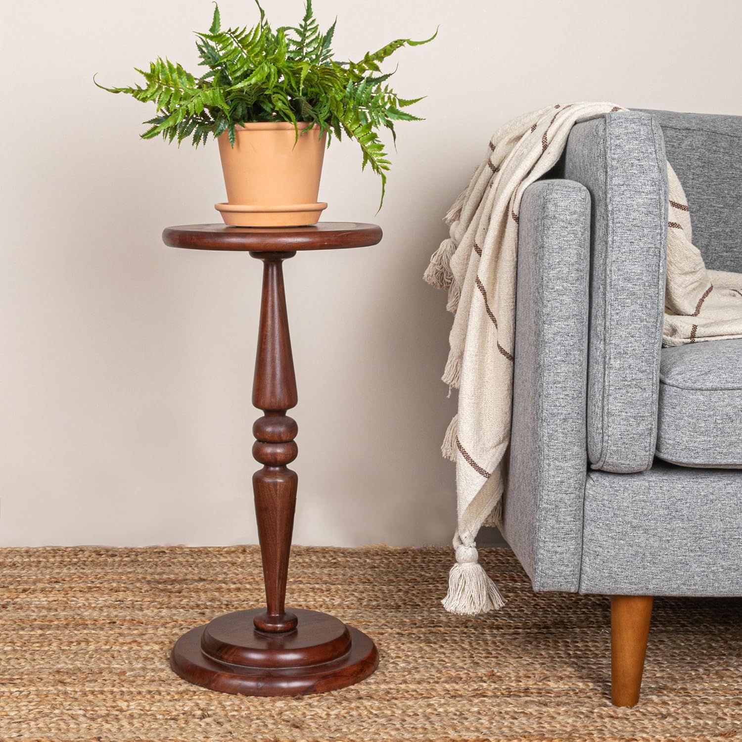 Creative Co-Op Bishop – Mesa auxiliar de cóctel con pedestal, color castaño oscuro