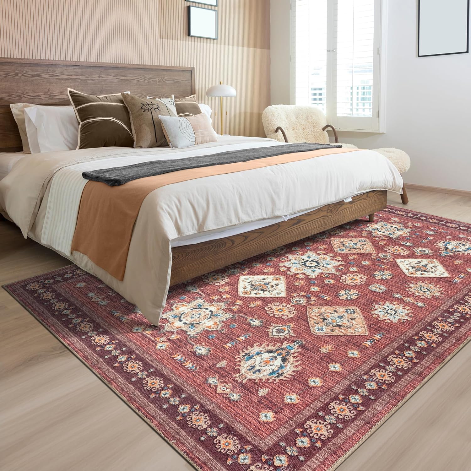 Adiva Rugs Alfombra de área lavable a máquina de 3 x 5 pies con parte trasera antideslizante para sala de estar, dormitorio, baño, cocina, alfombra