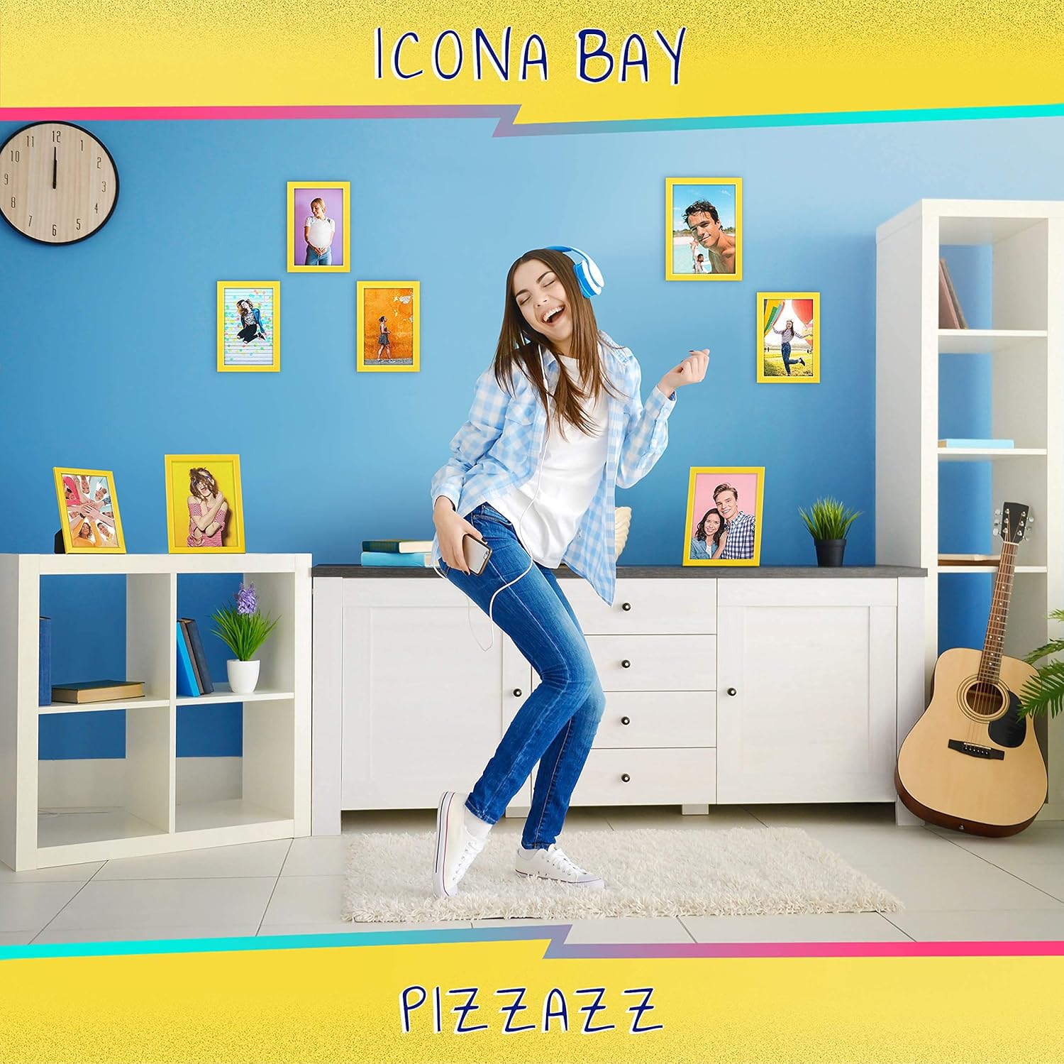 Icona Bay Marcos de fotos de 5 x 7 pulgadas (amarillo, paquete de 3), marcos de madera maciza de colores estilo escandinavo para fotos, colección