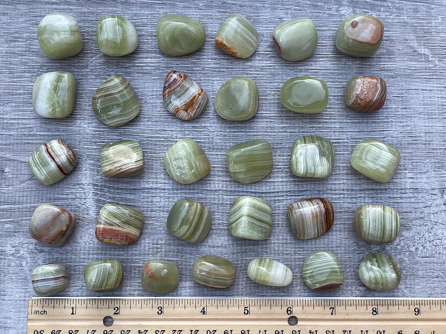 GAF TREASURES Piedras pulidas de ónix verde de 12 libra, piedra preciosa de ónix verde pulido, cristales curativos de ónix verde (ónix verde, 0.5