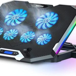 TopMate Almohadilla de refrigeración C11 para computadora portátil RGB para videojuegos, soporte de ventilador de computadora portátil de altura