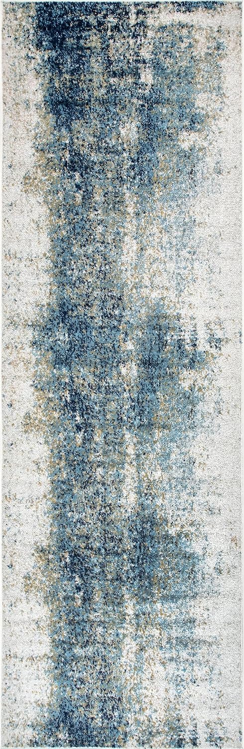 nuLOOM Dixie – Alfombra abstracta contemporánea de cascada, 2 pies 8 pulgadas x 8 pies, azul