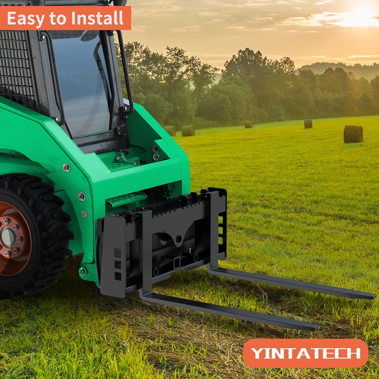 YINTATECH 2500lbs Skid Steer Pallet Fork 42″ Frame Pallet Forks for Kubota Bobcat Skid Steer Loaders Tractors