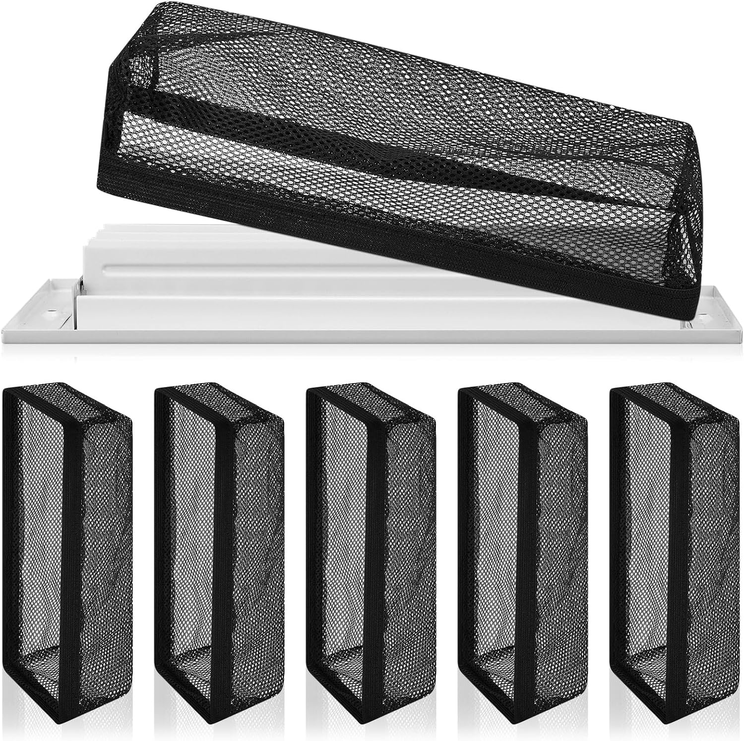 Zonon 6 piezas de cubierta de registro de piso de 4 x 10 pulgadas, campanas de ventilación de piso, pantalla de ventilación, filtros de ventilación
