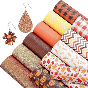 12 piezas de hojas de cuero sintético de Acción de Gracias, hojas de otoño, plumas de calabaza, impresión de aretes, hojas de cuero, kit de 12 piezas de hojas de cuero sintético de Acción de Gracias, hojas de otoño, plumas de calabaza, impresión de aretes, hojas de cuero, kit de